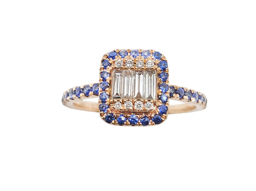 Helena Illusion Diamond & Blue Sapphire Ring