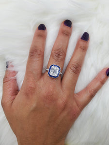 Maya Illusion Diamond & Blue Sapphire Ring