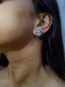 Isabella Illusion Diamond & Blue Sapphire Earrings