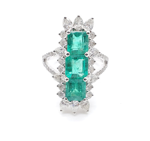 Anastasia Emerald & Diamond Cocktail Ring