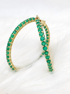 Elara Emerald Round In & Out Hoop Earrings
