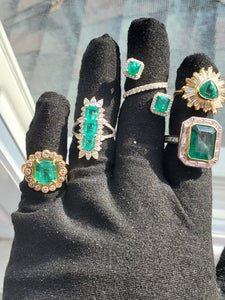 Cupid  Emerald & Diamond Flame Ring