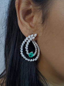 Saniya Diamond & Emerald  Earrings