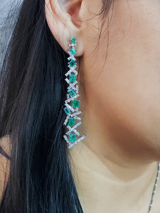 Arpina Diamond & Emerald Chandelier Earrings
