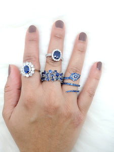 Saku Blue Sapphire & Diamond Snake Ring