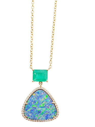 Vitaliya Emerald, Opal & Diamond Pendant