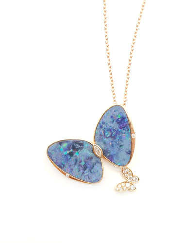 Alaina Opal & Diamond Butterfly Pendant