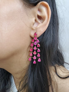 Siva Pear Shape Ruby Layered Earrings
