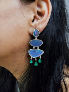 Valentina Emerald, Opal & Diamond Earrings