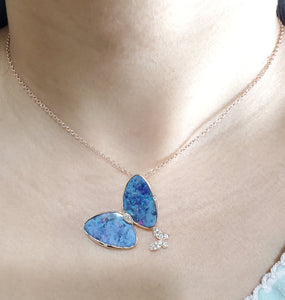 Alaina Opal & Diamond Butterfly Pendant