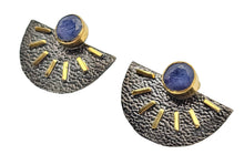 Load image into Gallery viewer, B E R R A K   Blue Sapphire Shield Earring