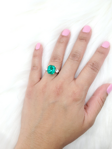 Sabrina Emerald, Pink & White Diamond Ring