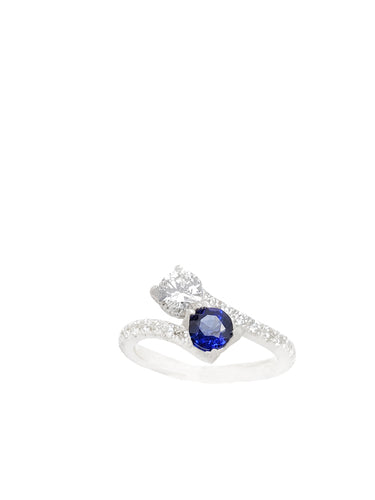 Gemini Diamond & Blue Sapphire Ring