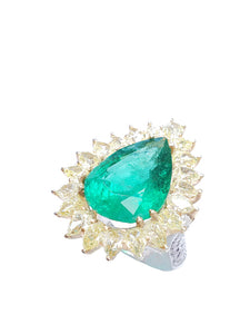 Kasi Emerald & Fancy Yellow Diamond Ring