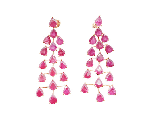 Siva Pear Shape Ruby Layered Earrings
