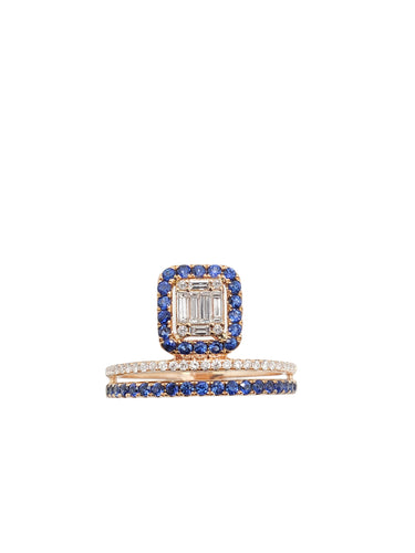 Renaissance Illusion Diamond & Blue Sapphire Ring