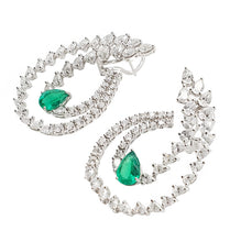 Load image into Gallery viewer, Saniya Diamond &amp; Emerald  Earrings