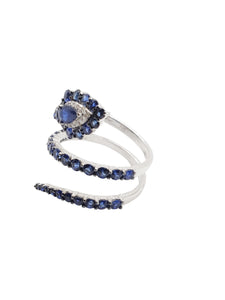 Saku Blue Sapphire & Diamond Snake Ring