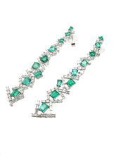 Load image into Gallery viewer, Arpina Diamond &amp; Emerald Chandelier Earrings