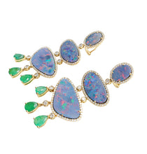 Load image into Gallery viewer, Valentina Emerald, Opal &amp; Diamond Earrings