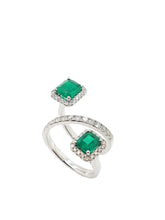 Load image into Gallery viewer, Cupid  Emerald &amp; Diamond Flame Ring