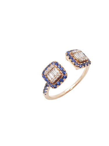 Dynasty Illusion Diamond & Blue Sapphire Open Ring