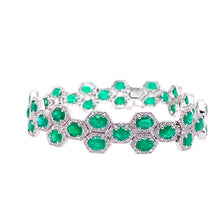 Load image into Gallery viewer, Adore Emerald Oval &amp; Diamond Hexagon Bracelet