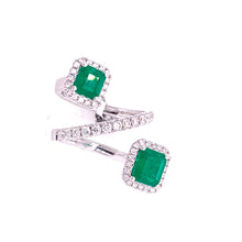 Load image into Gallery viewer, Cupid  Emerald &amp; Diamond Flame Ring
