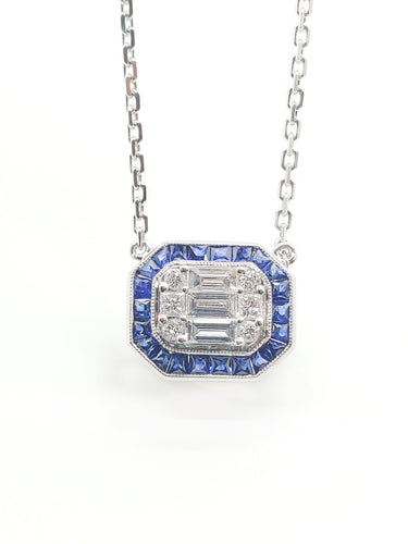 Imperial Illusion Diamond & Blue Sapphire Pendant
