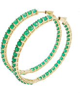 Load image into Gallery viewer, Elara Emerald Round In &amp; Out Hoop Earrings