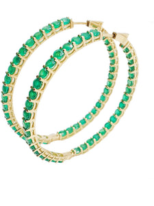 Elara Emerald Round In & Out Hoop Earrings