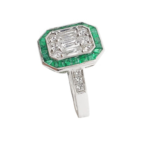 Dear Illusion Diamond & Emerald  Ring