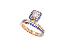 Load image into Gallery viewer, Renaissance Illusion Diamond &amp; Blue Sapphire Ring