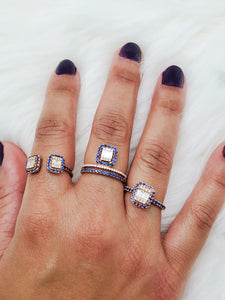 Helena Illusion Diamond & Blue Sapphire Ring