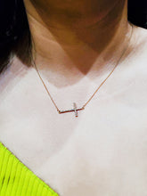 Load image into Gallery viewer, Valencia  Diamond Sideways Cross Necklace