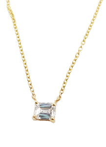 Berlin Solitaire Emerald Cut Diamond Necklace