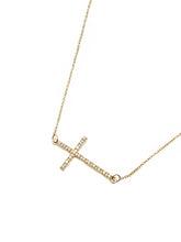 Load image into Gallery viewer, Valencia  Diamond Sideways Cross Necklace