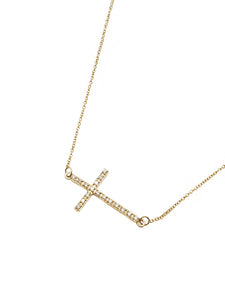 Valencia  Diamond Sideways Cross Necklace