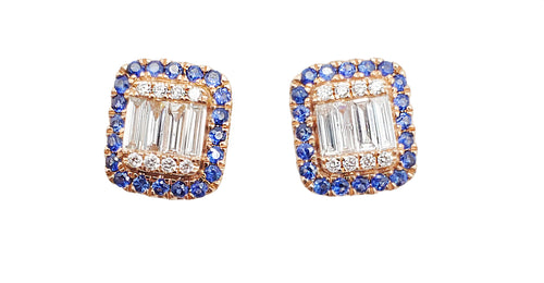 Noble Illusion Diamond & Blue Sapphire Studs