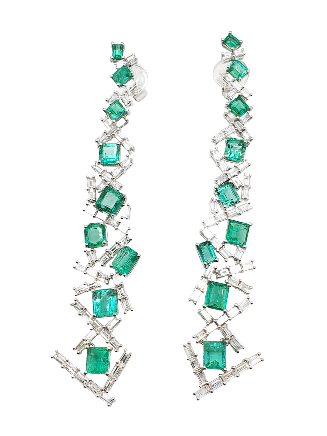 Arpina Diamond & Emerald Chandelier Earrings