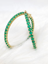 Load image into Gallery viewer, Elara Emerald Round In &amp; Out Hoop Earrings