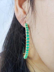 Elara Emerald Round In & Out Hoop Earrings