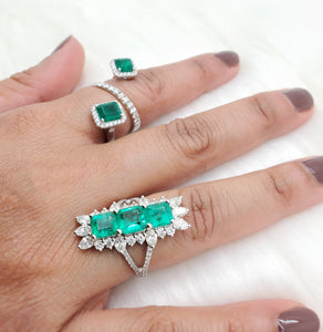 Anastasia Emerald & Diamond Cocktail Ring