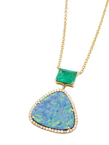 Vitaliya Emerald, Opal & Diamond Pendant