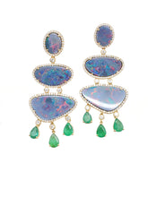 Load image into Gallery viewer, Valentina Emerald, Opal &amp; Diamond Earrings