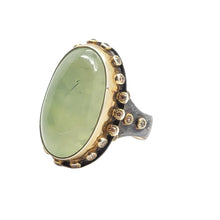 Load image into Gallery viewer, C E M I L  Green Serpentine &amp; Fancy Zircon Ring