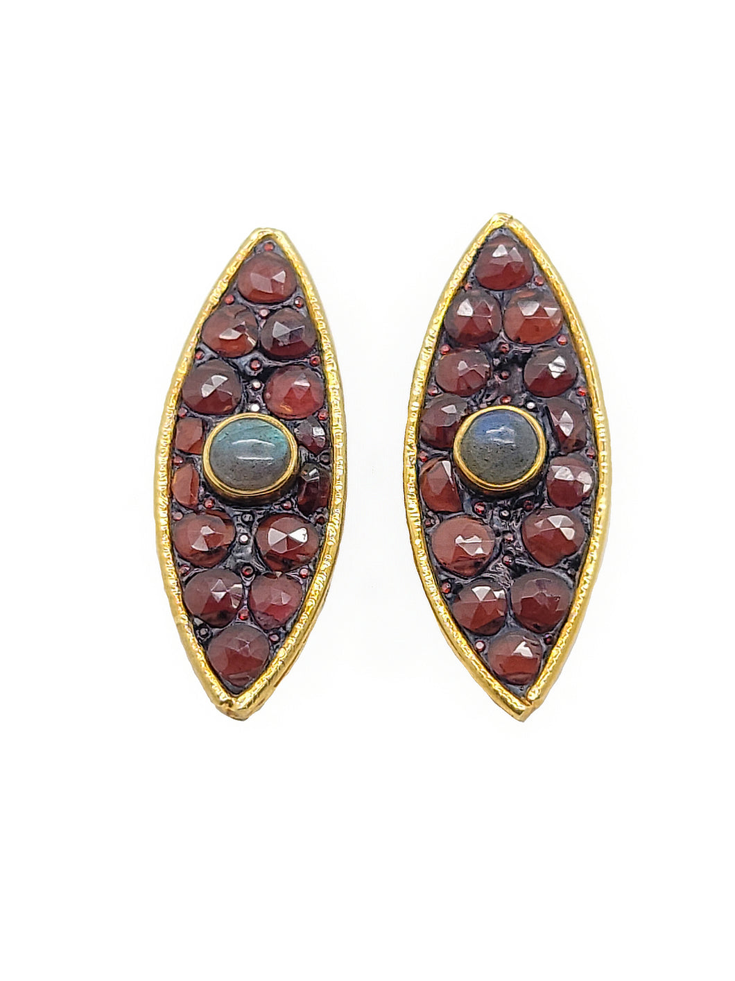 E V R E N Labradorite & Red Agate Earring