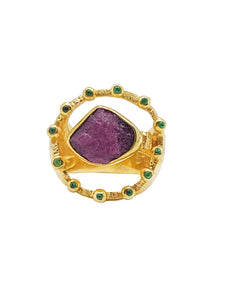 A S U M A N  Ruby & Tsavorite Cocktail Ring