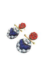 Load image into Gallery viewer, A R I E L  Coral, Lapis Lazuli &amp; Pearl Earring