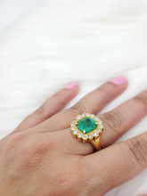 Load image into Gallery viewer, Charmed Emerald &amp; Diamond Cocktail Ring